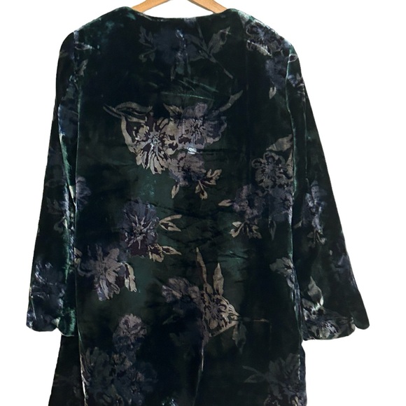 Eva Franco Anthropologie Green Floral Velour Jacket Size XS Jacket Open Front - Picture 4 of 4
